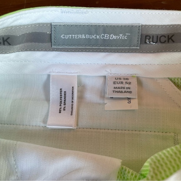 NWT Cutter & Buck Golf Shorts green pinstriped size 36 DryTech - Picture 5 of 14